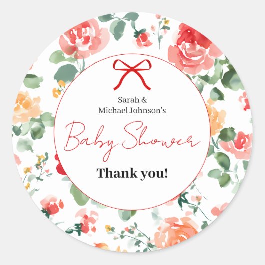 Floral Dream Baby Shower  Ronde Sticker (Voorkant)