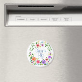 Floral "Dream Big" Circle Magnet (Insitu (Vaatwasser))