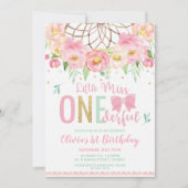 Floral Dream Catcher Miss Onederful 1e verjaardag Kaart (Voorkant)