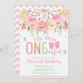 Floral Dream Catcher Miss Onederful 1e verjaardag Kaart (Voorkant / Achterkant)