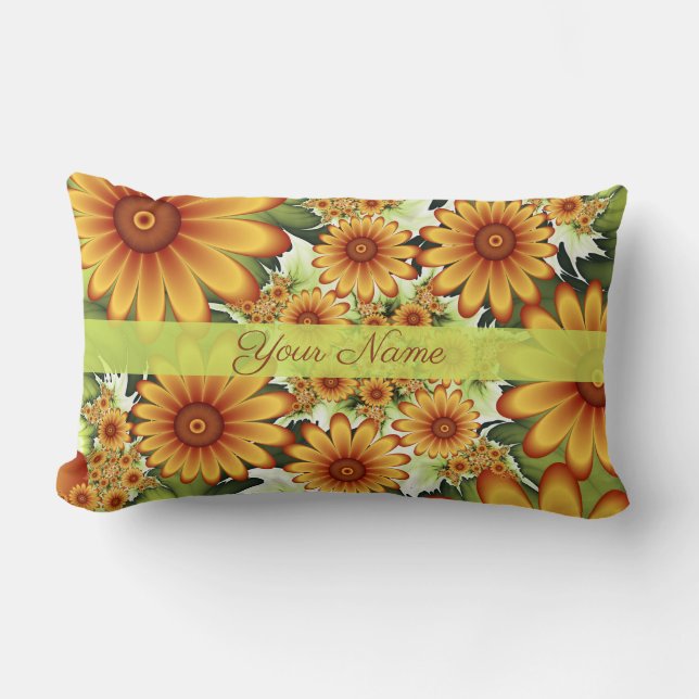 Floral Dream, Modern Abstracte Bloem Fractal Name Kussen (Voorkant)