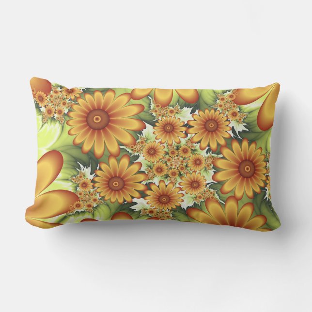 Floral Dream, Moderne Abstracte bloem Fractal Art Buitenkussen (Voorkant)