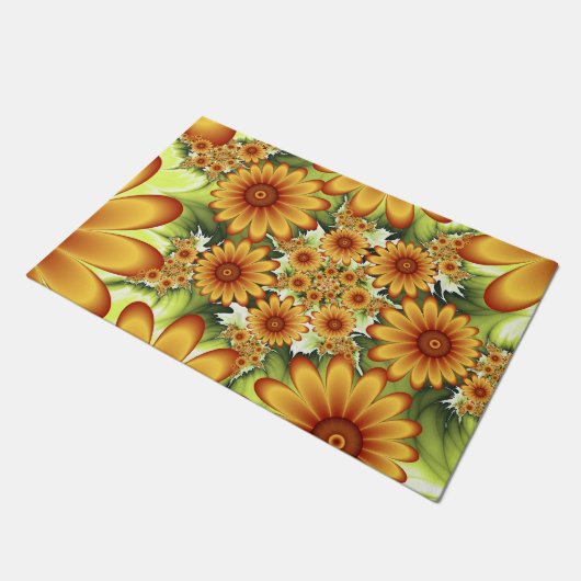 Floral Dream, Moderne Abstracte bloem Fractal Art Deurmat (Schuin)