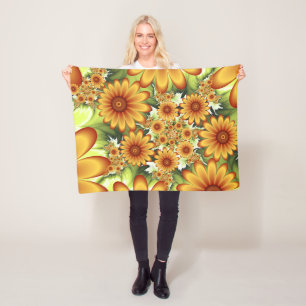 Floral Dream, Moderne Abstracte bloem Fractal Art Fleece Deken