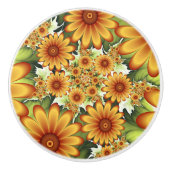 Floral Dream, Moderne Abstracte bloem Fractal Art Keramische Knop (Voorkant)