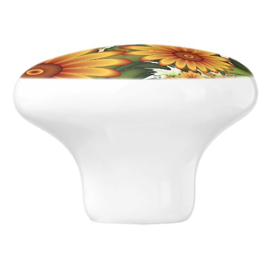 Floral Dream, Moderne Abstracte bloem Fractal Art Keramische Knop (Zijkant)