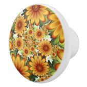 Floral Dream, Moderne Abstracte bloem Fractal Art Keramische Knop (Rechts)