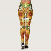 Floral Dream, Moderne Abstracte bloem Fractal Art Leggings (Achterkant)