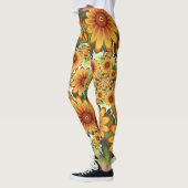 Floral Dream, Moderne Abstracte bloem Fractal Art Leggings (Links)