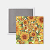 Floral Dream, Moderne Abstracte bloem Fractal Art Magneet (Voorkant / Achterkant)