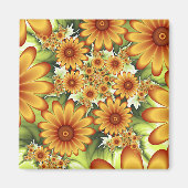 Floral Dream, Moderne Abstracte bloem Fractal Art Magneet (Voorkant)