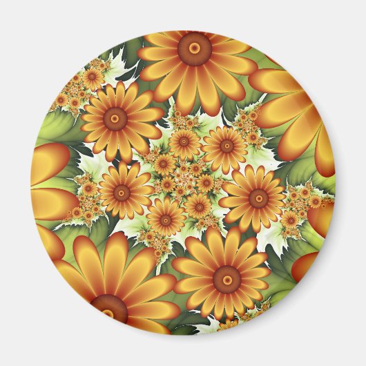 Floral Dream, Moderne Abstracte bloem Fractal Art Magneet (Voorkant)