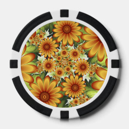 Floral Dream, Moderne Abstracte bloem Fractal Art Poker Chips
