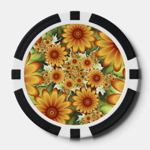 Floral Dream, Moderne Abstracte bloem Fractal Art Poker Chips