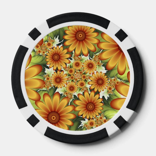 Floral Dream, Moderne Abstracte bloem Fractal Art Poker Chips (Achterkant)