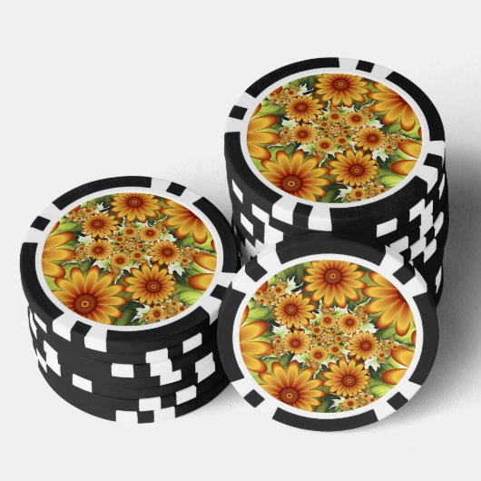 Floral Dream, Moderne Abstracte bloem Fractal Art Poker Chips (Opstapeling)