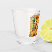 Floral Dream, Moderne Abstracte bloem Fractal Art Shot Glas (Links)