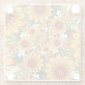 Floral Dream, Moderne Abstracte bloemen Fractal Ar Glazen Onderzetter (Achterkant)