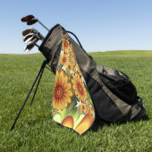 Floral Dream, Moderne Abstracte bloemen Fractal Ar Golfhanddoek (Groen)