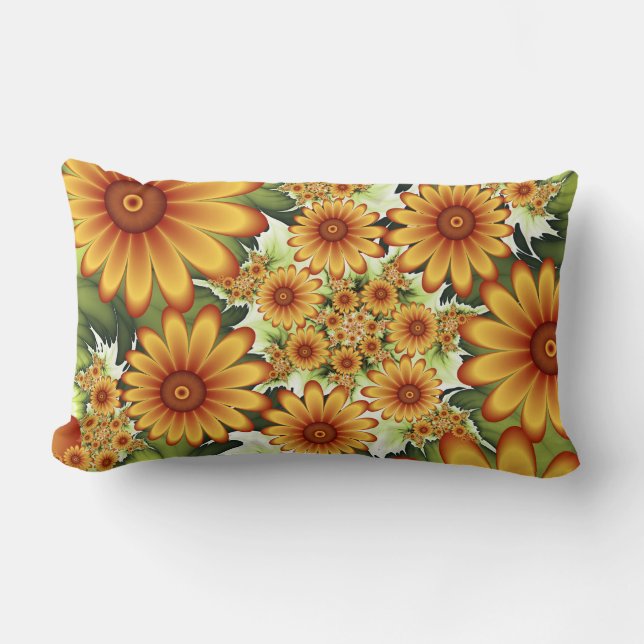 Floral Dream, Moderne Abstracte bloemen Fractal Ar Kussen (Voorkant)