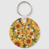 Floral Dream, Moderne Abstracte bloemen Fractal Ar Sleutelhanger (Achterkant)