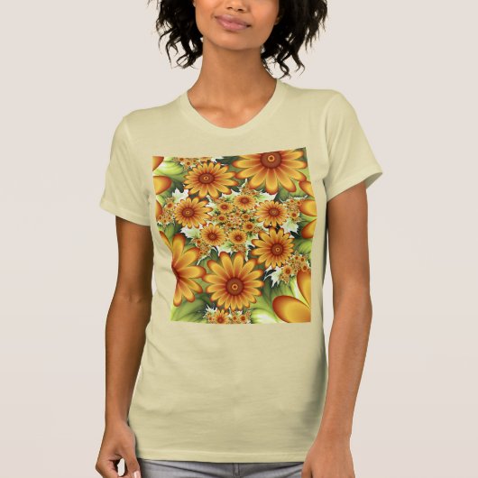 Floral Dream, Moderne Abstracte bloemen Fractal Ar T-shirt (Voorkant)