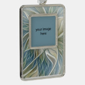 Floral Dream Pattern Abstract Blue Khaki + Foto Verzilverd Omlijst Ornament (Rechts)