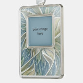 Floral Dream Pattern Abstract Blue Khaki + Foto Verzilverd Omlijst Ornament (Links)