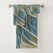 Floral Dream Pattern Abstract Blue Khaki Fractal Bad Handdoek (Insitu)