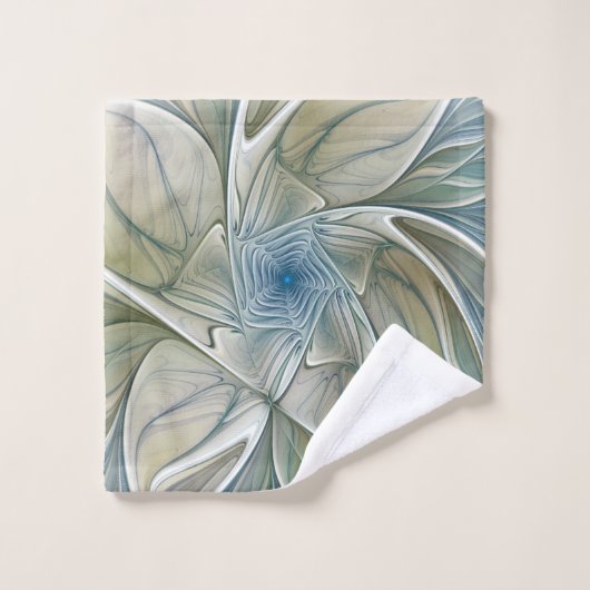 Floral Dream Pattern Abstract Blue Khaki Fractal Bad Handdoek (Wasdoekje)