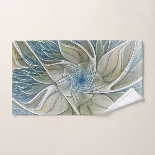 Floral Dream Pattern Abstract Blue Khaki Fractal Bad Handdoek (Handdoek)