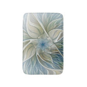 Floral Dream Pattern Abstract Blue Khaki Fractal Badmat (Voorkant Verticaal)