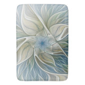 Floral Dream Pattern Abstract Blue Khaki Fractal Badmat (Voorkant Verticaal)