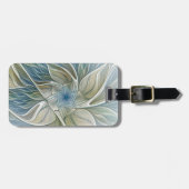 Floral Dream Pattern Abstract Blue Khaki Fractal Bagagelabel (Voorkant horizontaal)