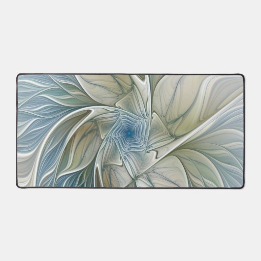 Floral Dream Pattern Abstract Blue Khaki Fractal Bureaumat (Voorkant)