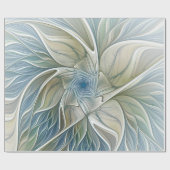 Floral Dream Pattern Abstract Blue Khaki Fractal Cadeaupapier (Vlak)