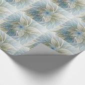 Floral Dream Pattern Abstract Blue Khaki Fractal Cadeaupapier (Hoek)