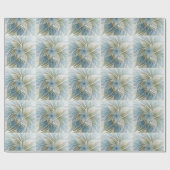 Floral Dream Pattern Abstract Blue Khaki Fractal Cadeaupapier (Vlak)