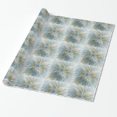 Floral Dream Pattern Abstract Blue Khaki Fractal Cadeaupapier (Uitgerold)