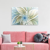 Floral Dream Pattern Abstract Blue Khaki Fractal Canvas Afdruk (Insitu (Woonkamer))