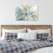 Floral Dream Pattern Abstract Blue Khaki Fractal Canvas Afdruk (Insitu (Slaapkamer))