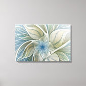 Floral Dream Pattern Abstract Blue Khaki Fractal Canvas Afdruk (Voorkant)