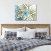 Floral Dream Pattern Abstract Blue Khaki Fractal Canvas Afdruk (Insitu (Slaapkamer))