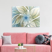 Floral Dream Pattern Abstract Blue Khaki Fractal Canvas Afdruk (Insitu (Woonkamer))