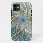 Floral Dream Pattern Abstract Blue Khaki Fractal Case-Mate iPhone Case (Achterkant)