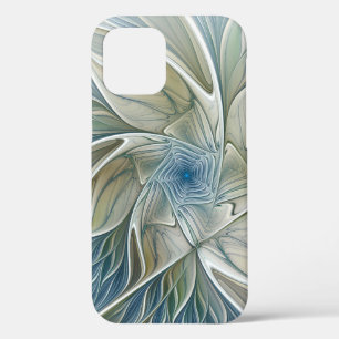 Floral Dream Pattern Abstract Blue Khaki Fractal Case-Mate iPhone Case