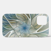 Floral Dream Pattern Abstract Blue Khaki Fractal Case-Mate iPhone Case (Achterkant (horizontaal))