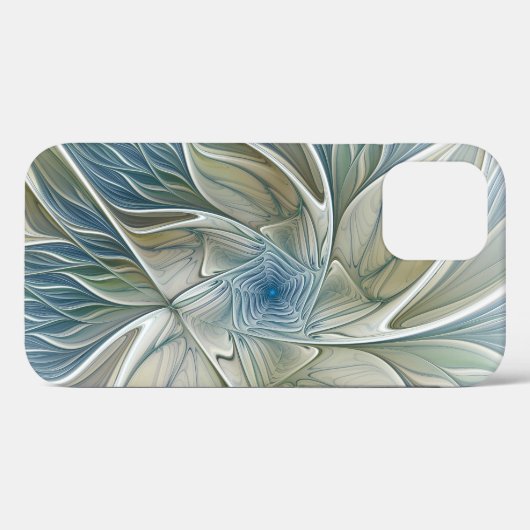 Floral Dream Pattern Abstract Blue Khaki Fractal Case-Mate iPhone Case (Achterkant (horizontaal))
