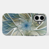Floral Dream Pattern Abstract Blue Khaki Fractal Case-Mate iPhone Case (Achterkant (horizontaal))
