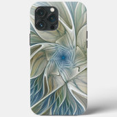 Floral Dream Pattern Abstract Blue Khaki Fractal Case-Mate iPhone Case (Achterkant)